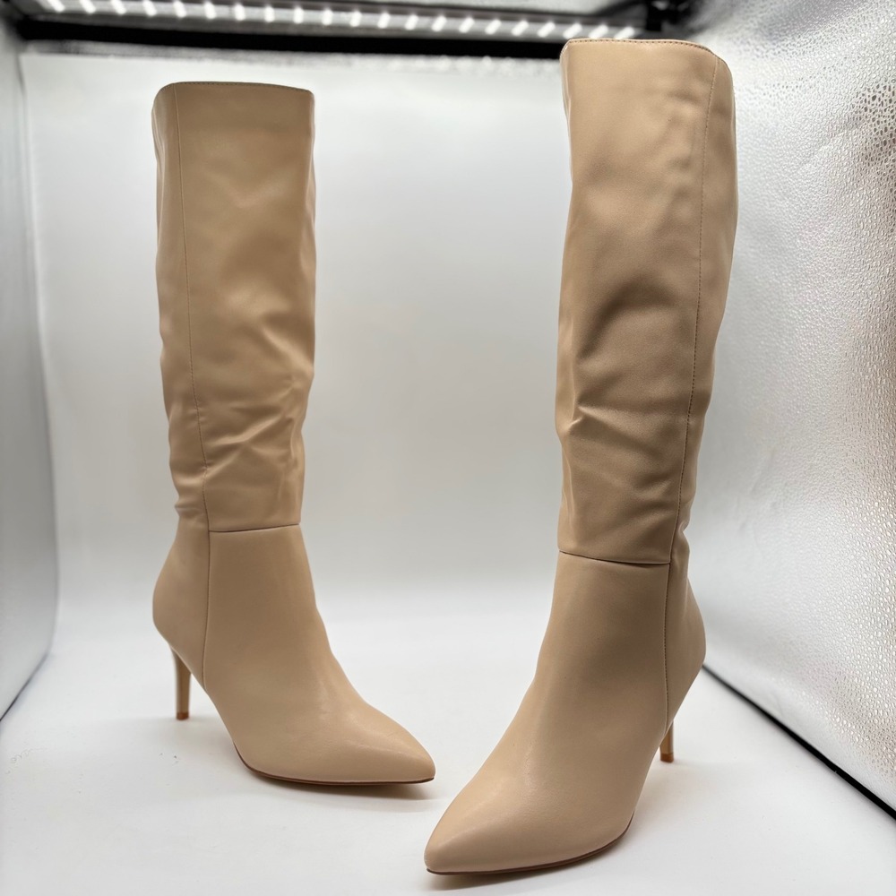 Allegra K Knee High Boots Womens‎ 9 Tan Pointed Stiletto Heel Tall Boots